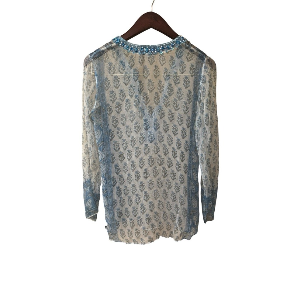 Bella Tu Embellished Sheer Chiffon Tunic Top Size XS - Picture 2 of 5